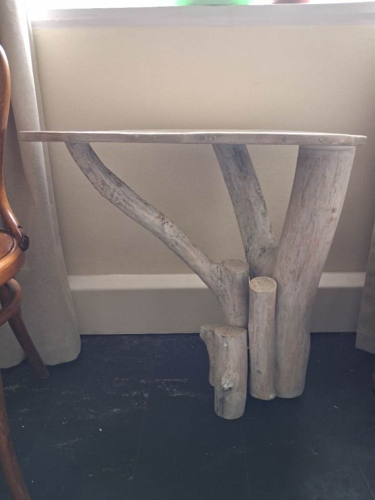 Side table made from tree branches