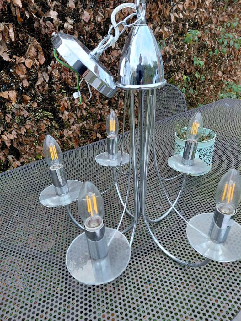 Matching Polished Chrome Chandeliers