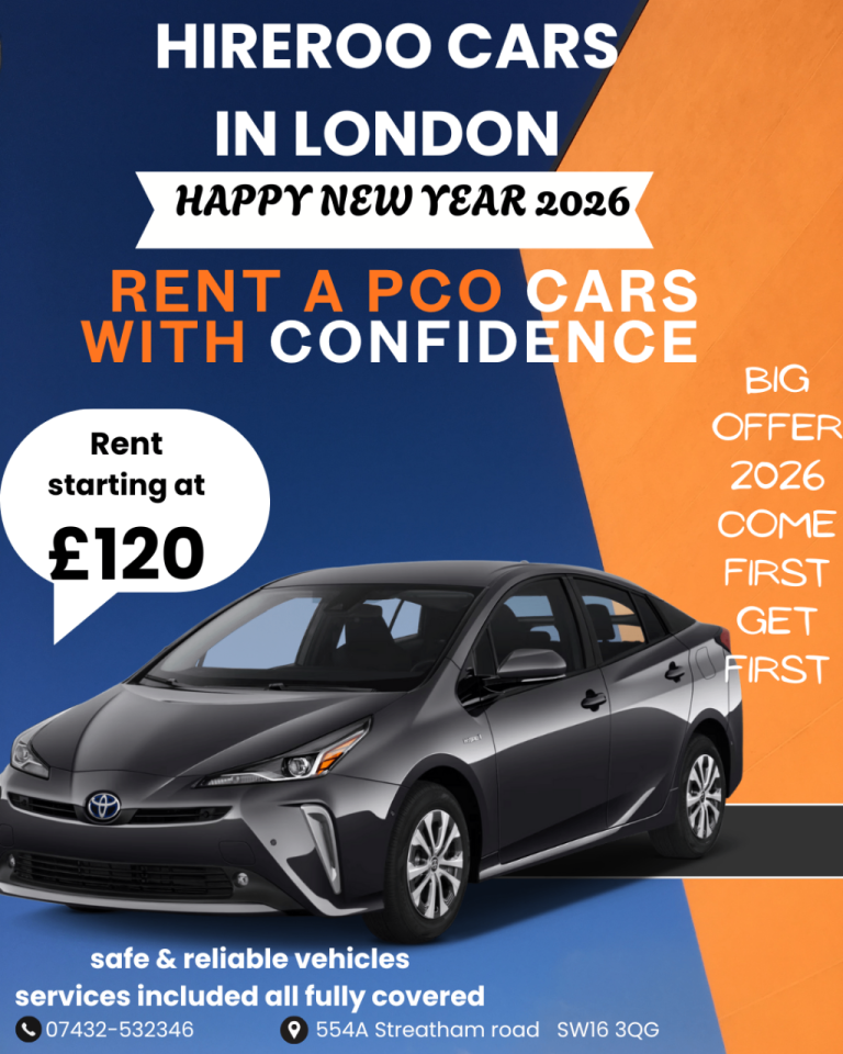 HIREROO - PCO CAR AVAILABLE FOR RENTAL - UBER CARS - PCO CARS - CAB HIRE IN SOUTH LONDON