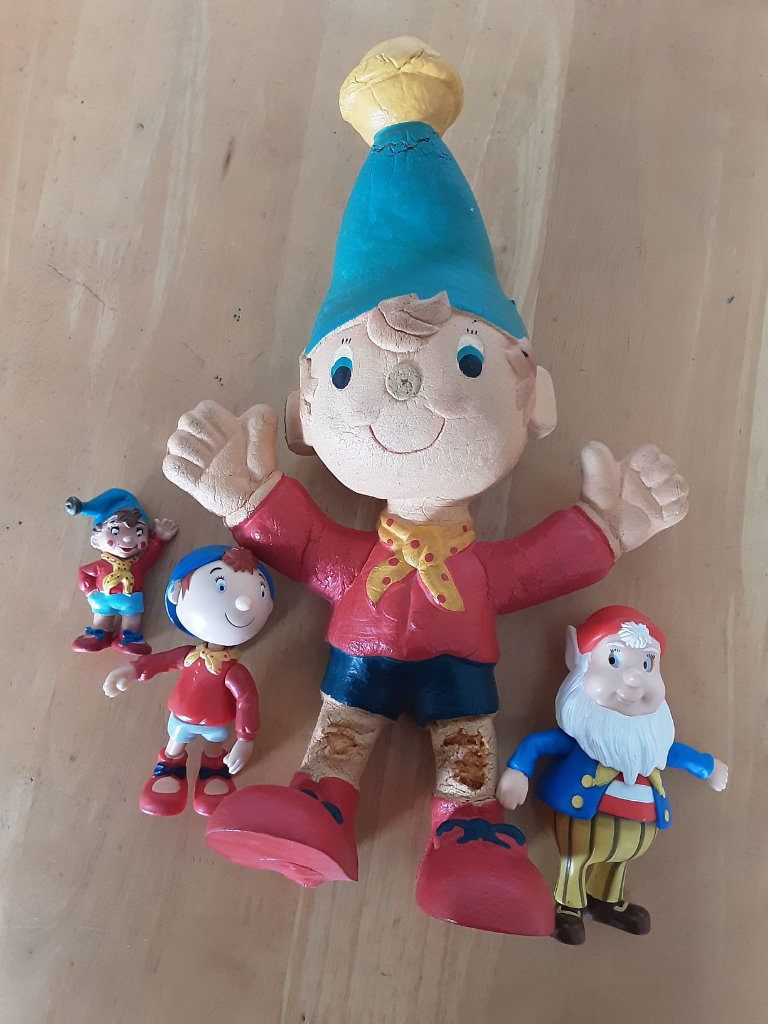 Vintage Noddy soft toy,  figures and badge