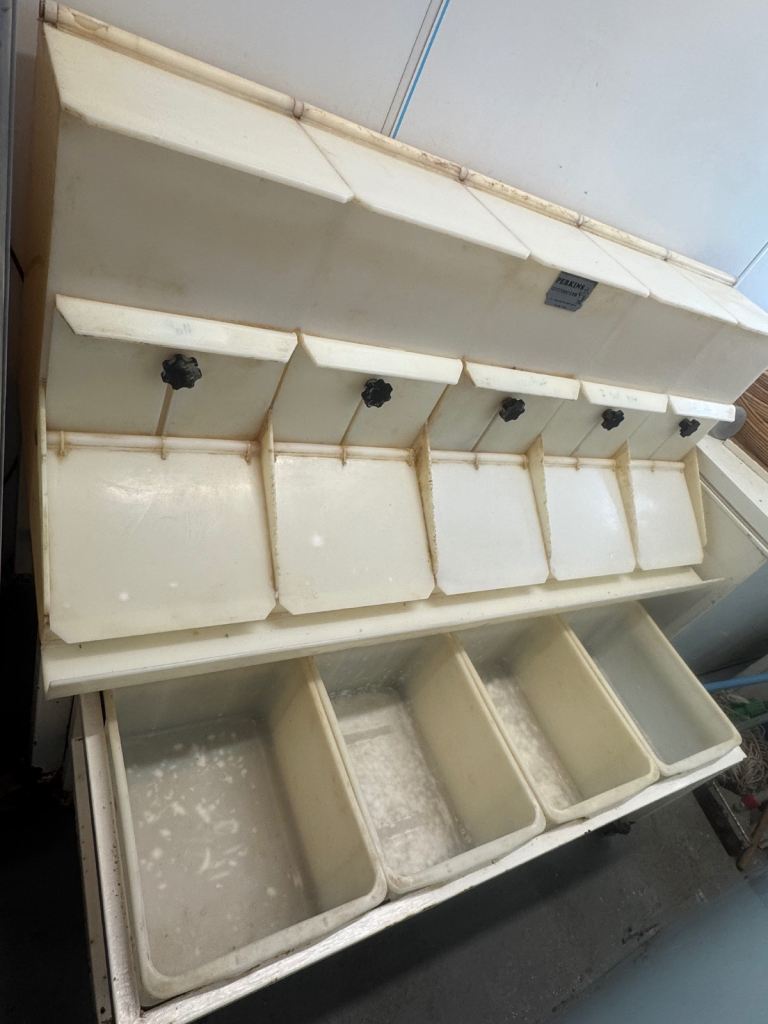 White ingredients storage unit on wheels