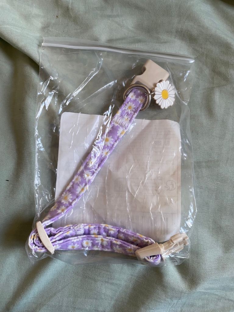 Purple dog collar, harness and lead