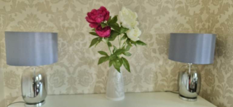 House Clearance. Rugs, lamps, side tables, canvases and prints