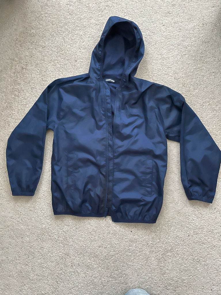AS NEW, LANDS END, Kids' Waterproof Rain Jacket, 10 to 11 year, Navy, 2 available, RRP £35