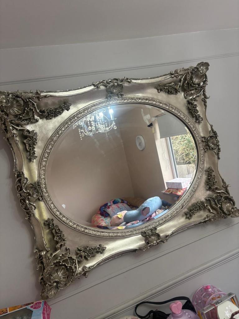 Large Laura Ashley antique silver mirror