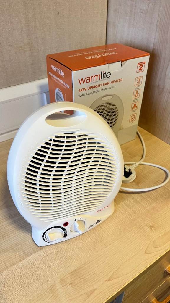 WARMLITE 2KW Upright Fan Heater with Adjustable Thermostat
