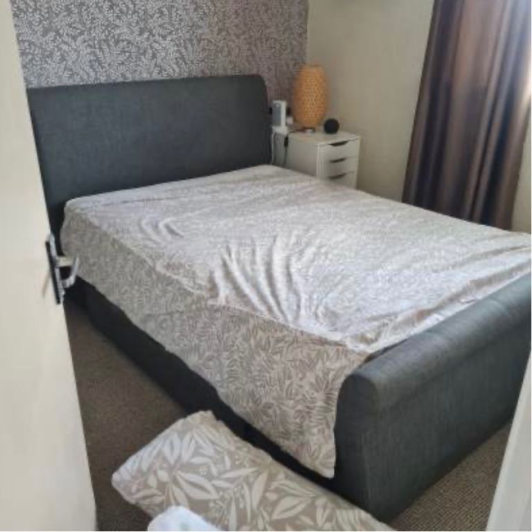 Grey Fabric Double Bed Frame – Good Condition
