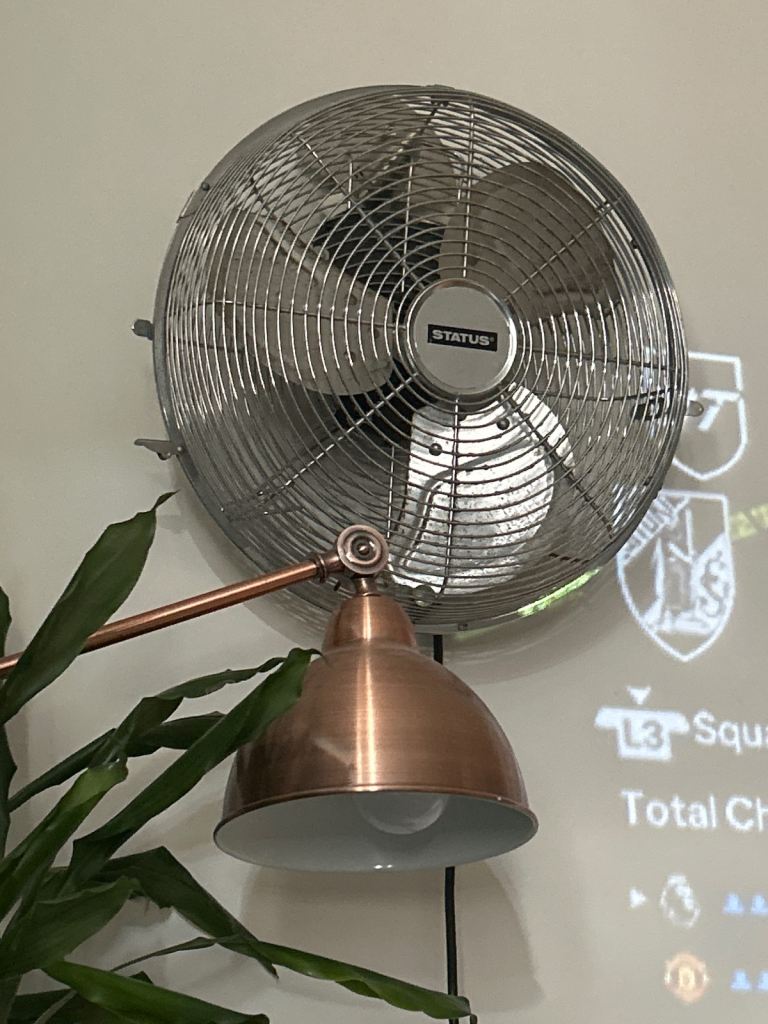 High hanging powered 18 inch chrome Status s14 industrial floor fan RRP £65 - see description!