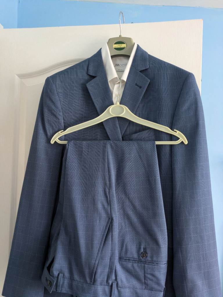 Mens blue checked suit