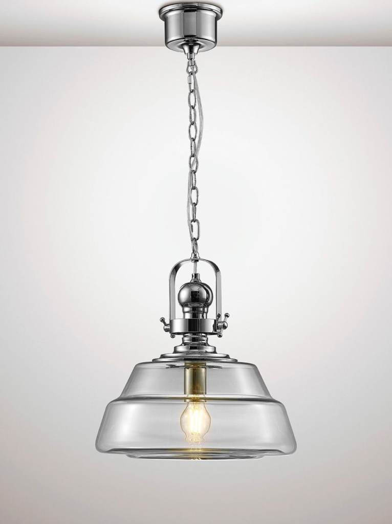 Large Pendant Light E27 Polished Chrome/Clear Glass