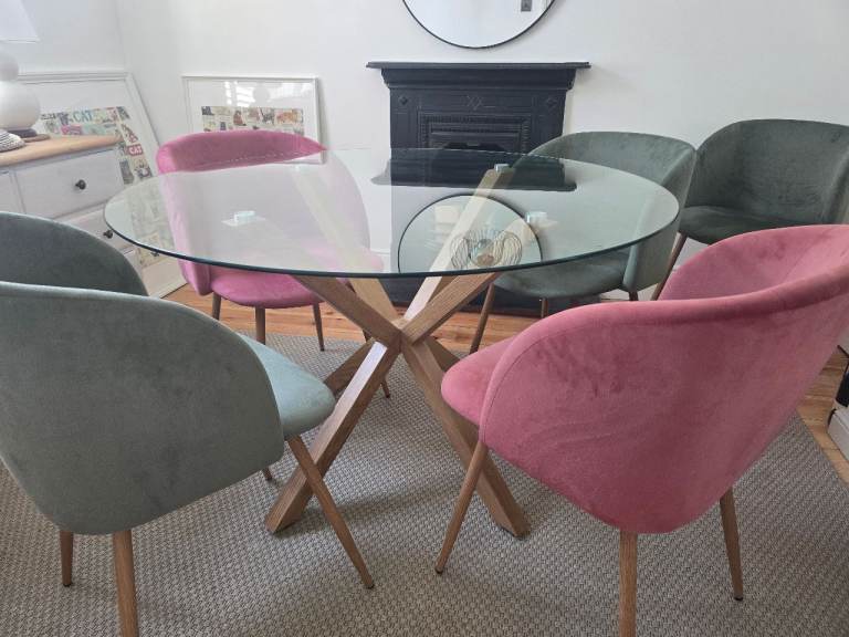 Glass dining table and chairs
