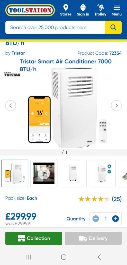 Tristar Smart Portable Air Conditioner 7000 BTU - Boxed As New