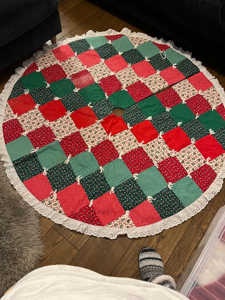 Homemade Christmas tree skirt 