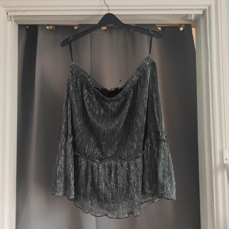 Papaya Size 18 Silver Metallic Plisse Mini Skirt Shimmer Party Disco