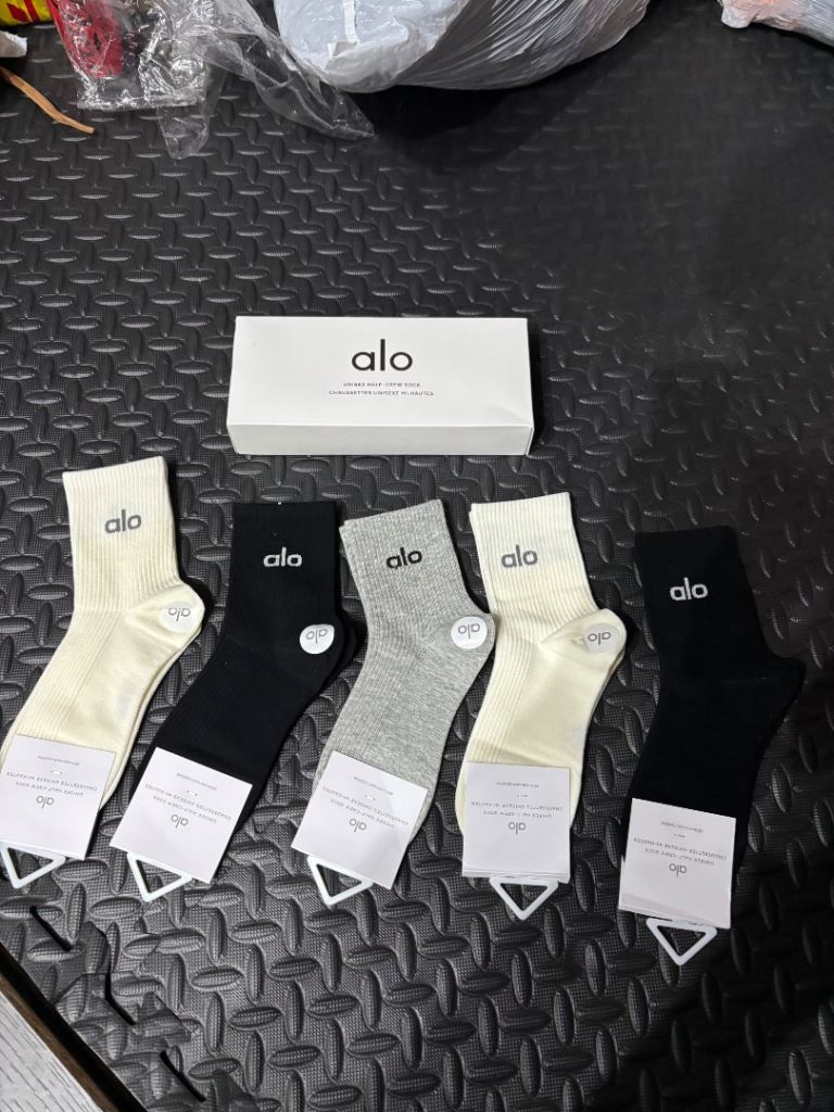 New Alo Unisex Half-Crew Socks - Black, Grey, Cream