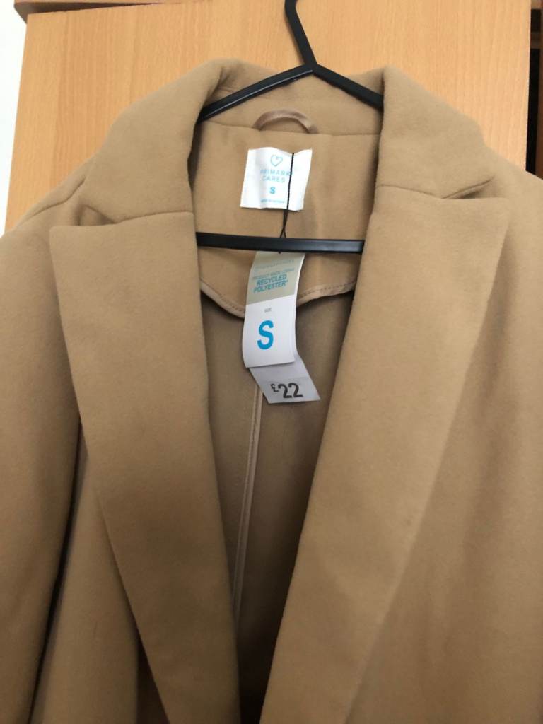 Primark Camel Coat – Brand New with Tags, Size S