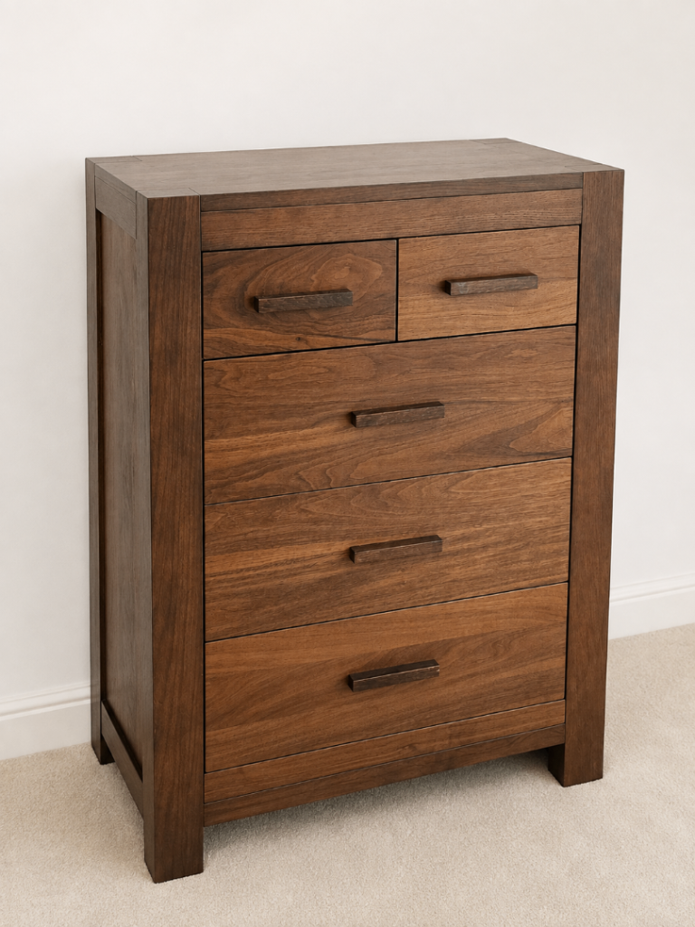 Solid Wood Chest of Drawers – Brown, Good Condition