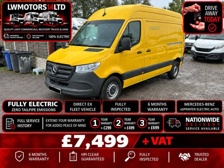 MERCEDES BENZ SPRINTER 85KW 55KWH PROGRESSIVE PANEL VAN AUTO 2021 71 REG ELETRIC