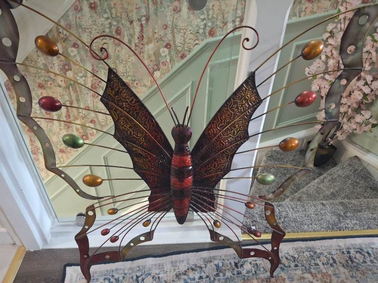 Large Metal Butterfly Wall Decoration – Multicoloured, Good Condition