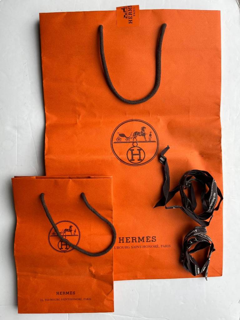 Hermes carrier bags ribbons gift shopping paper tote packaging designer luxury 42 x 28 x 11 cm