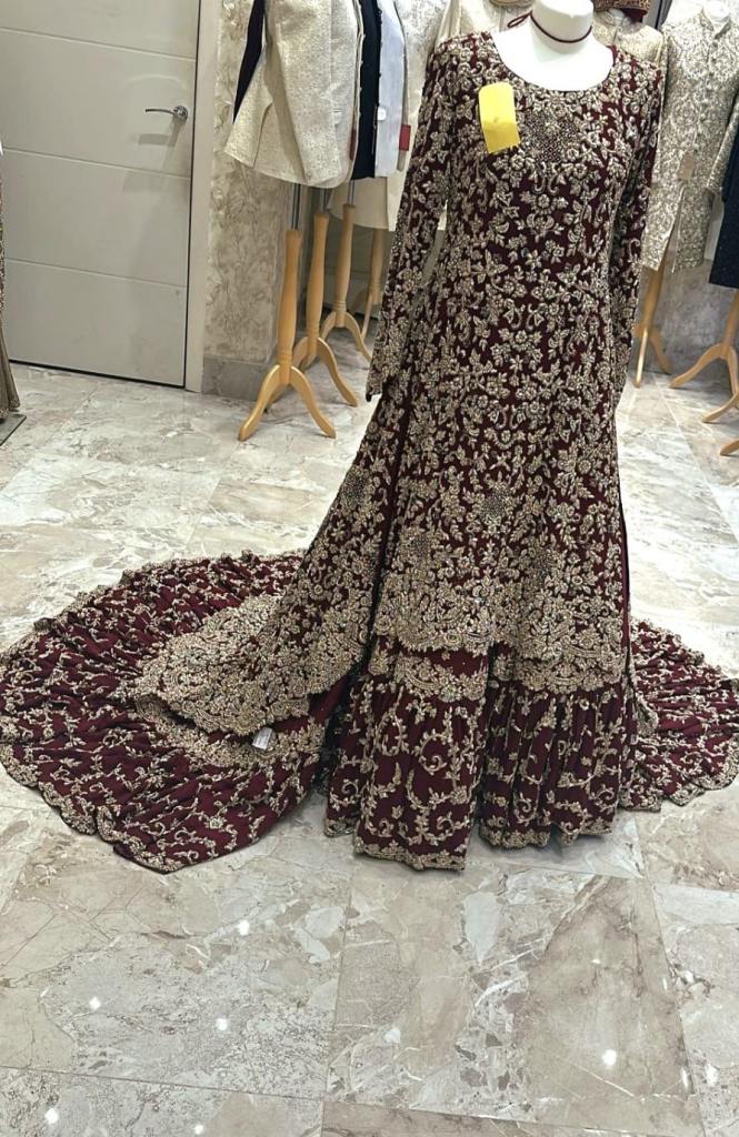 Never Worn Stunning Red & Gold Embroidered Bridal Dress – As Good As New