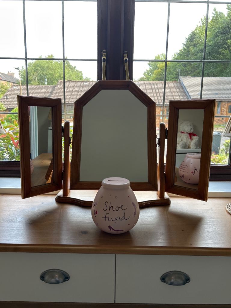 Solid pine trifold dressing table mirror