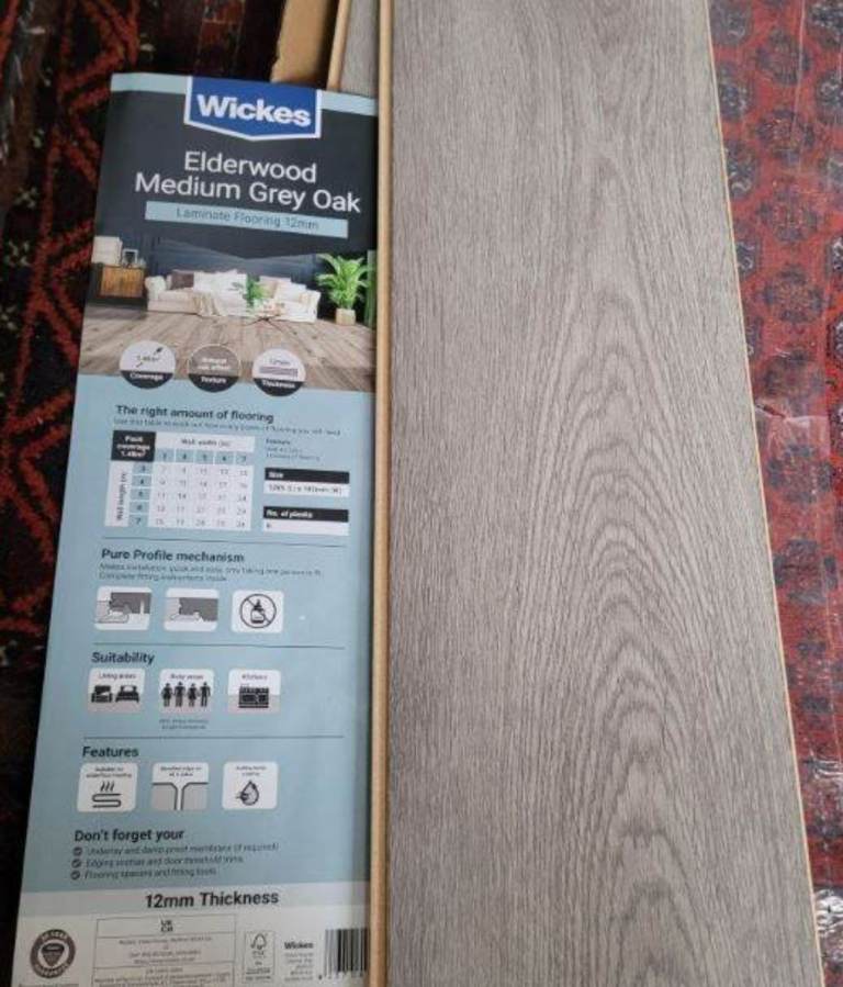  Part pack Wickes laminate flooring grey oak 12 mm thick