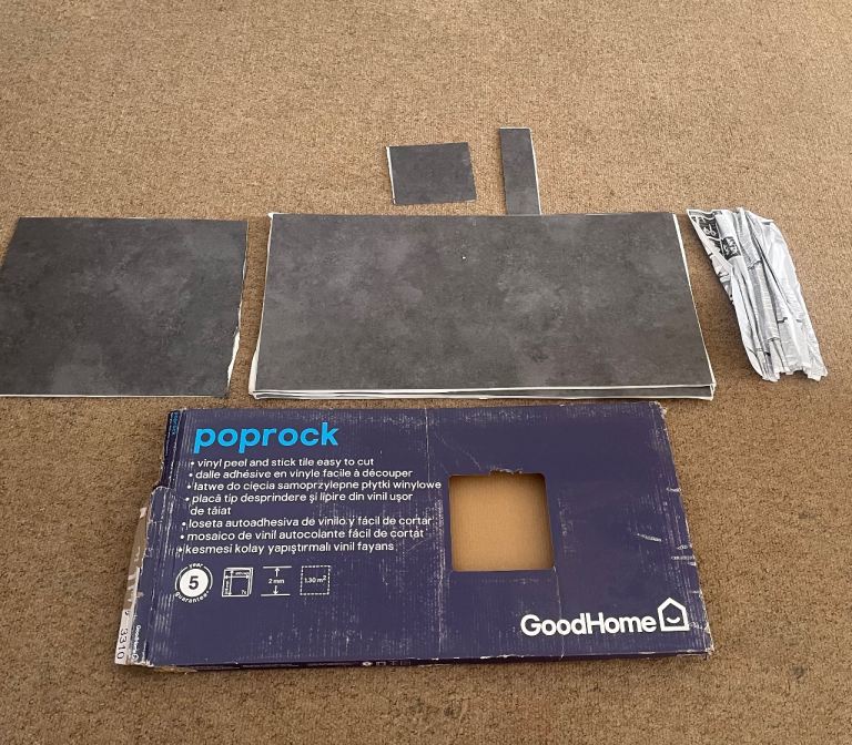 GoodHome Poprock Vinyl Peel and Stick Floor Tiles - Grey