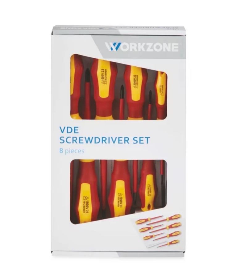 WORKZONE VDE SCREWDRIVER SET 8 PIECES