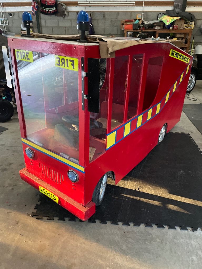 Kids Wooden Fire Engine Ride-On Toy – Good Condition