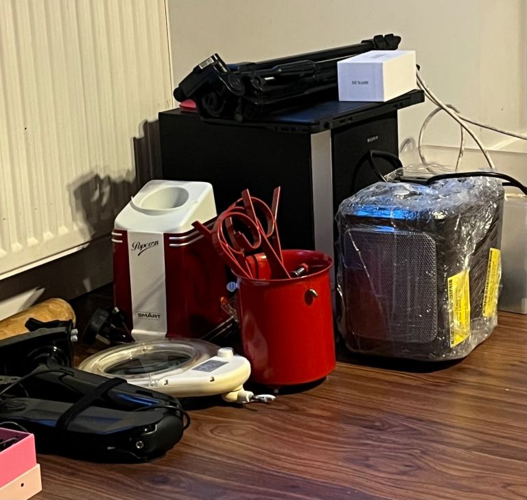 Heaters, monitor arm, popcorn machine, etc