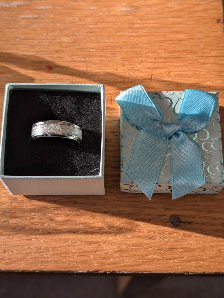 Stylish Men's Titanium Ring With Textured Band Size U Hardly Used Like New 