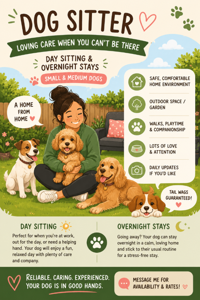 Reliable Dog Sitting – Small & Medium Dogs 