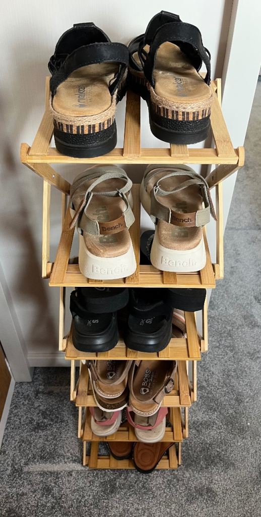 2 x Bamboo folding shoe racks (6tier)