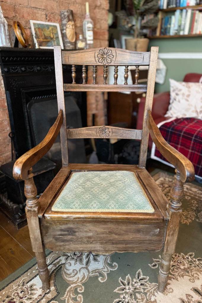 Antique Edwardian Carved Commode Chair