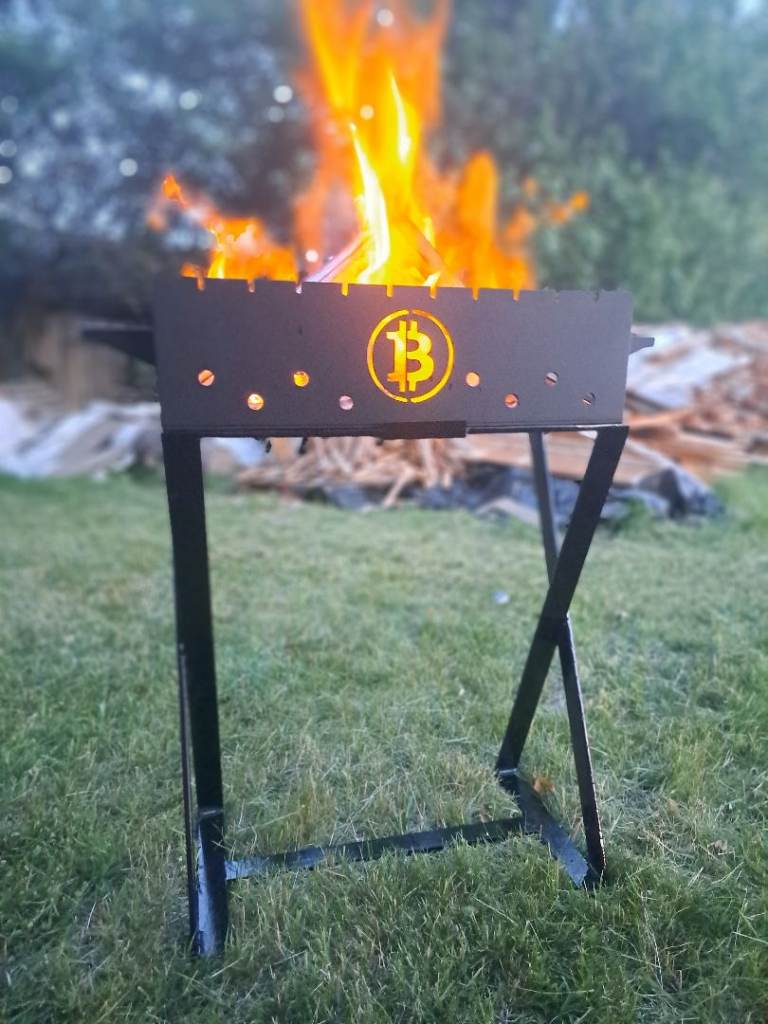 Bitcoin Themed Handcrafted Heavy-Duty Steel Mangal