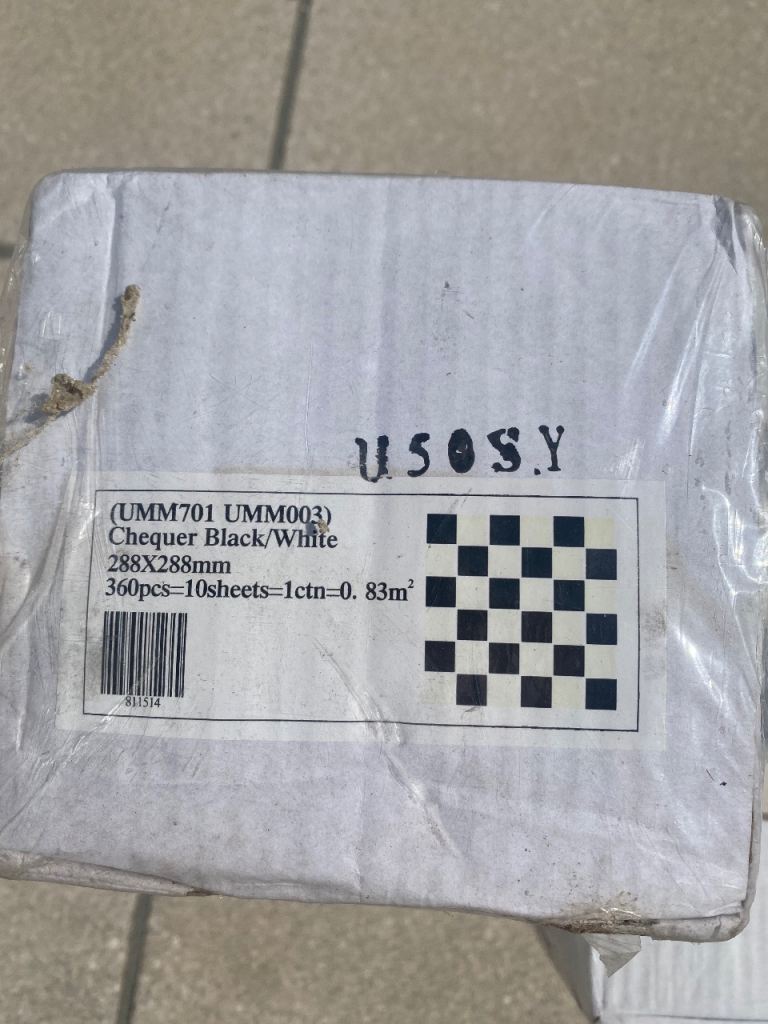 New Black/White Chequer Ceramic Tiles - 288x288mm Sheets