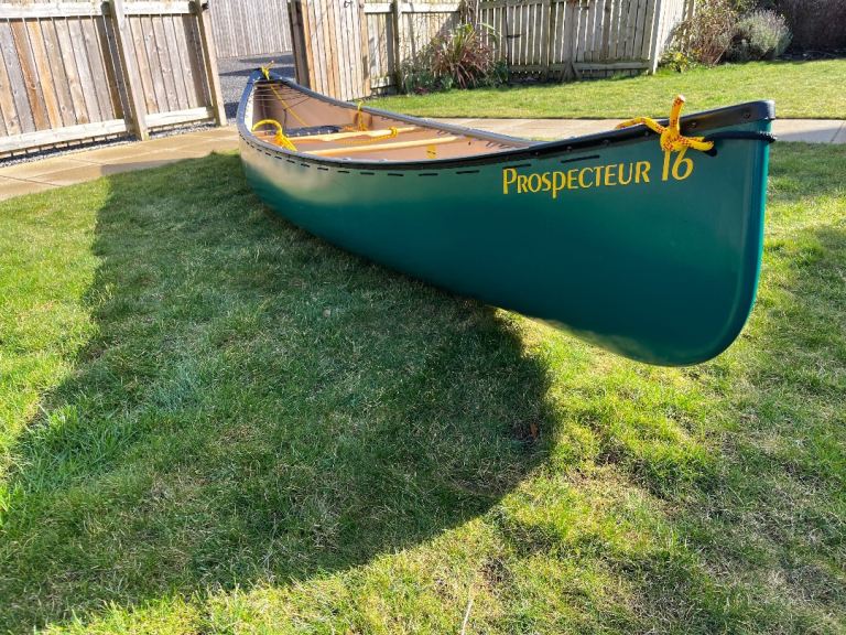 Esquif Prospecteur 16 Canoe with airbags and Solway Dory 25 Expedition Lugsail Rig