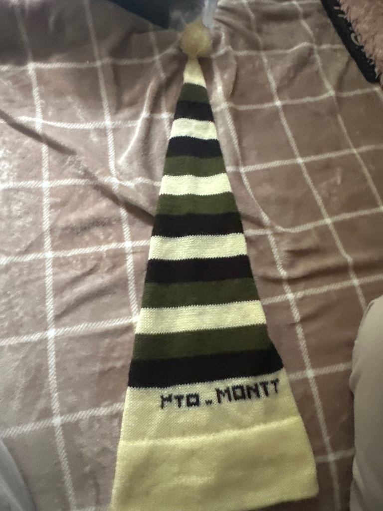 Knitted Striped Beanie Hat with Pom-Pom – Good Condition