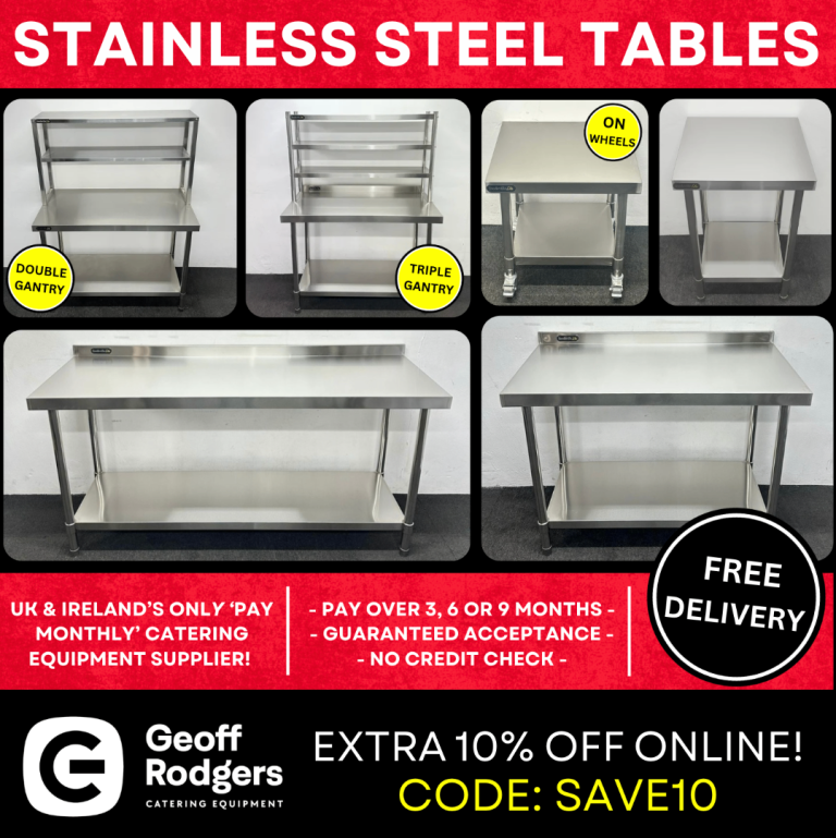 New & Used Commercial Stainless Steel Tables - Pay Over 3 Months - In Stock NOW!