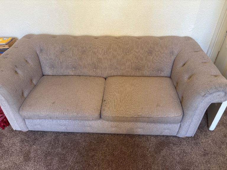 Large sofa (3 seats). Seperate Sofa 1.5 seats. Large foot stool