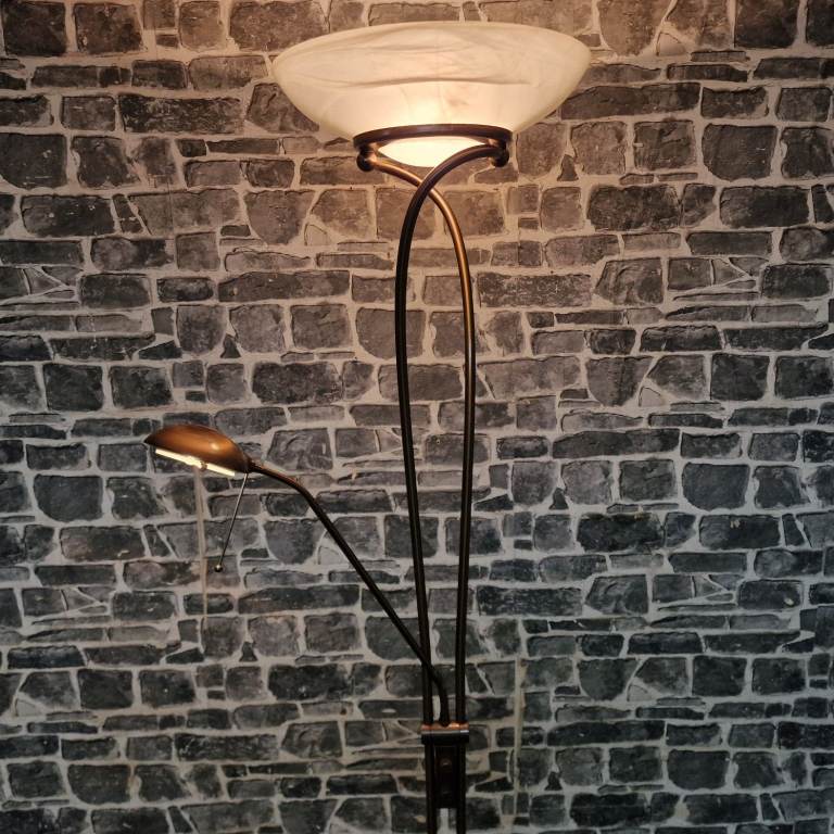 Metal Floor Lamp with Reading Light and Dimmer