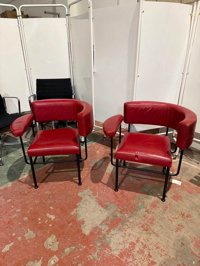 Pair Cotton Club Leather Lounge Chairs (1988) by Stella Works/Carlo Forcolini 