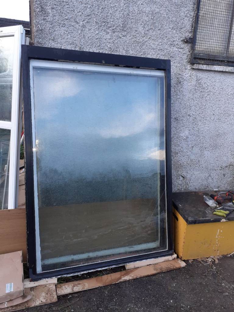 4 identical large windows  solid wood frames excellent condition