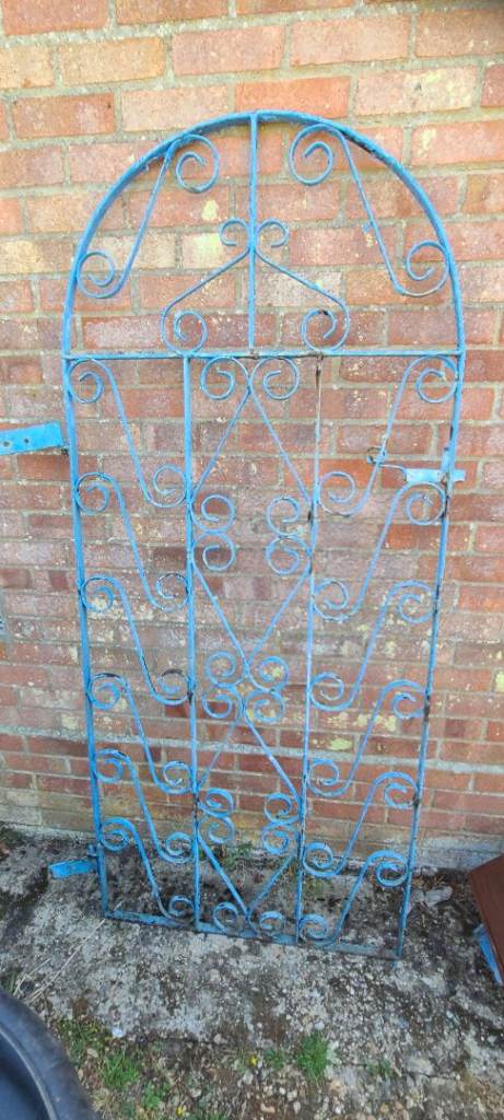 Decorative Metal Garden Gate - Blue, Fair Condition