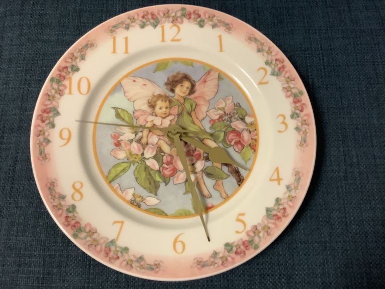 Flower Fairies china plate clock