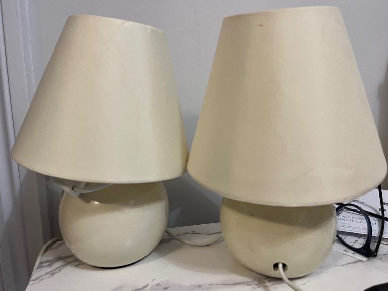 Pair of Cream Table Lamps with Shades – Good Condition