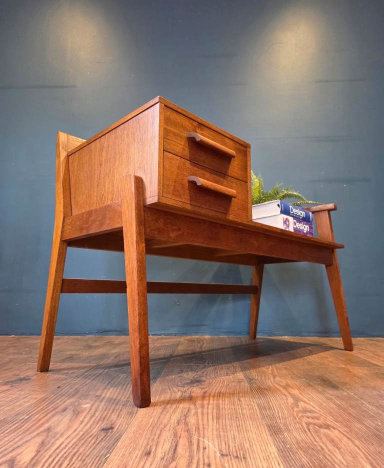 💥SOLD💥Vintage Retro Mid Chippy Heath Telephone Table Seat 