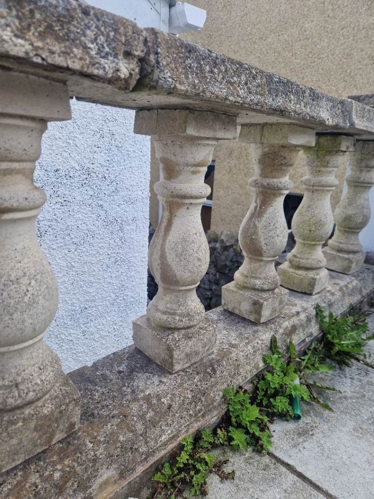 Concrete stone pillars posts with coping caps balustrades patio garden 