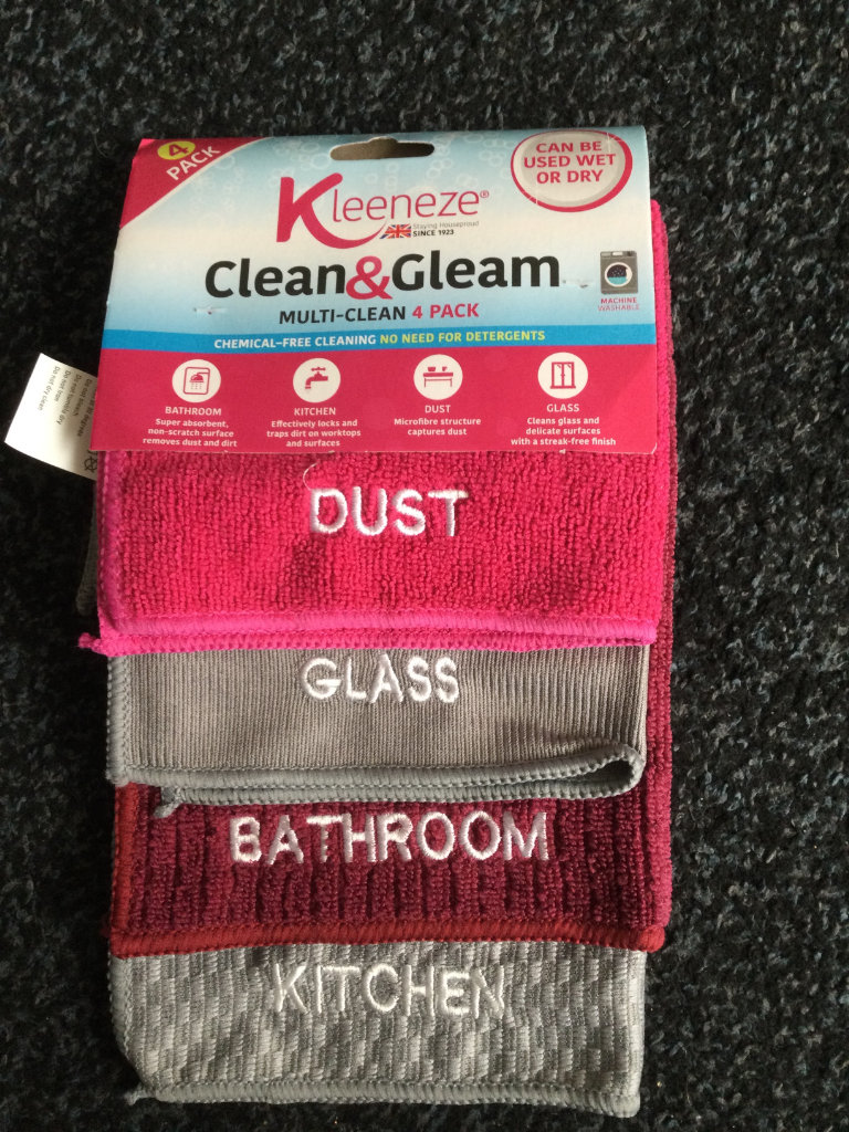 Kleeneze clean & gleam microfibre cloths can be used wet or dry dust glass bathroom kitchen 